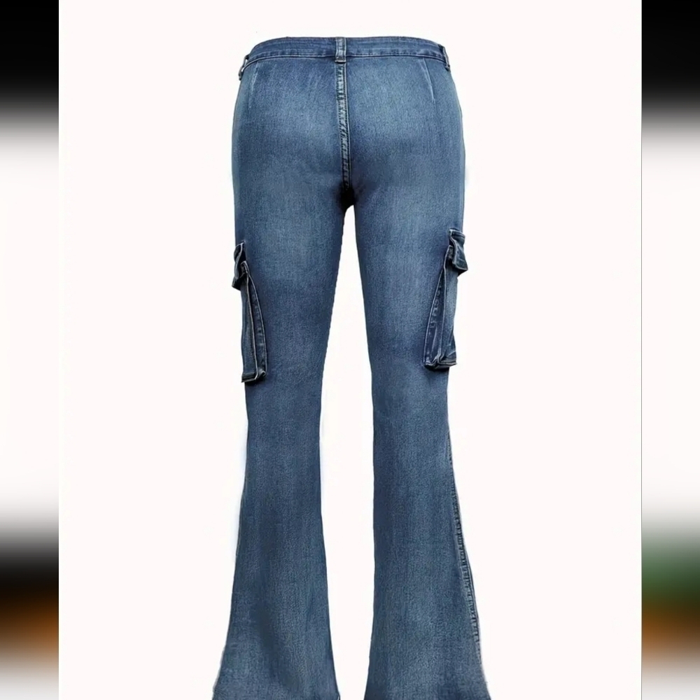 Low-Rise Cargo Jeans Flat Pocket Streetwear Inspired Size Large - Picture 4 of 8